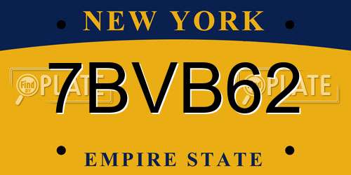 7BVB62 New York License Plate