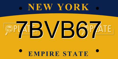 7BVB67 New York License Plate