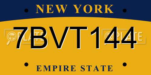 7BVT144 New York License Plate