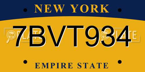 7BVT934 New York License Plate