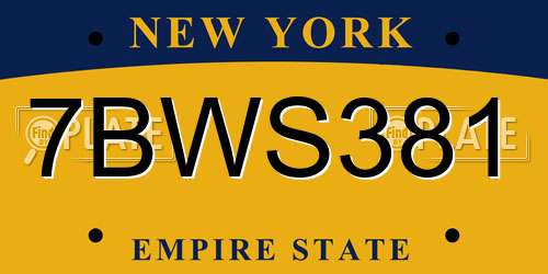 7BWS381 New York License Plate