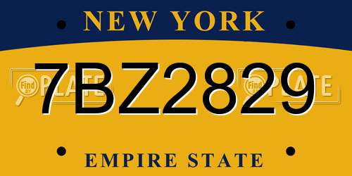 7BZ2829 New York License Plate