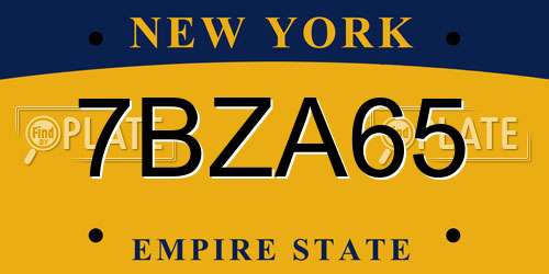7BZA65 New York License Plate