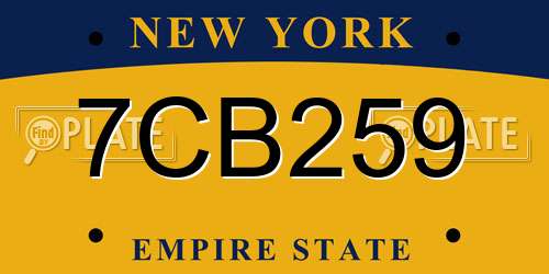 7CB259 New York License Plate