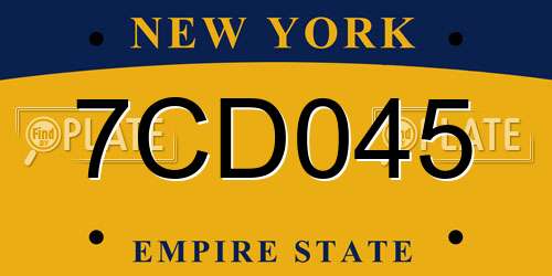 7CD045 New York License Plate