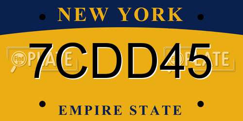 7CDD45 New York License Plate