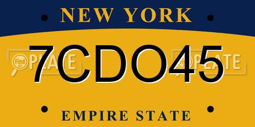 7CDO45 New York License Plate
