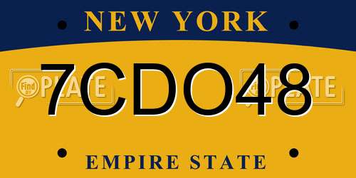 7CDO48 New York License Plate
