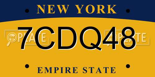7CDQ48 New York License Plate