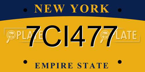 7CI477 New York License Plate