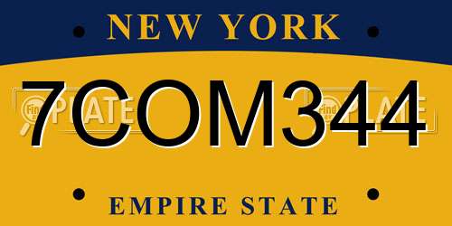7COM344 New York License Plate