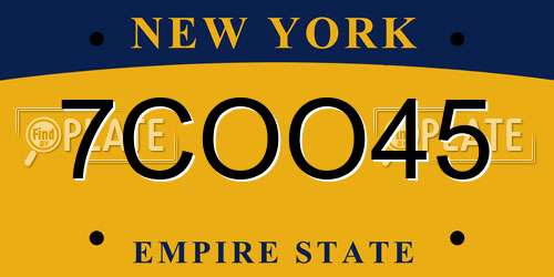 7COO45 New York License Plate