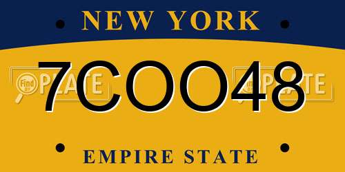 7COO48 New York License Plate