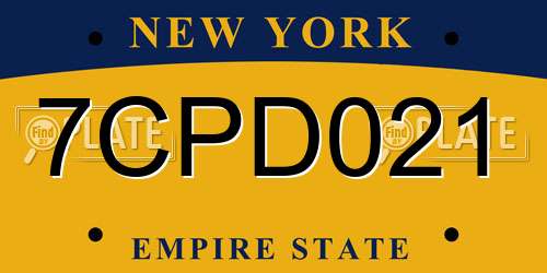 7CPD021 New York License Plate