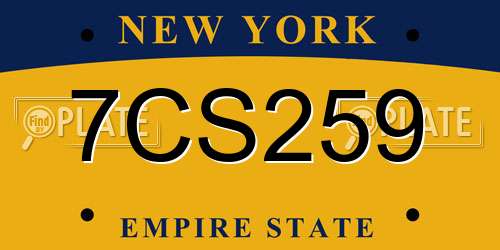 7CS259 New York License Plate