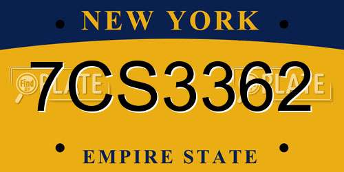 7CS3362 New York License Plate