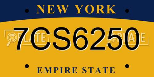 7CS6250 New York License Plate