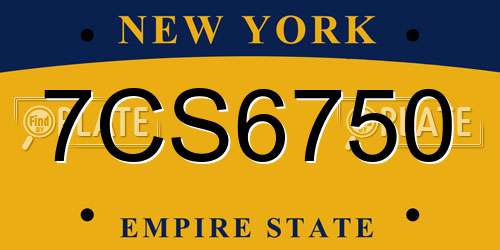 7CS6750 New York License Plate