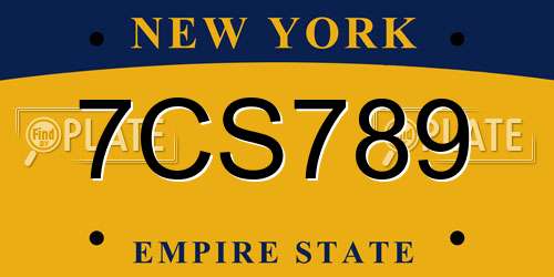 7CS789 New York License Plate