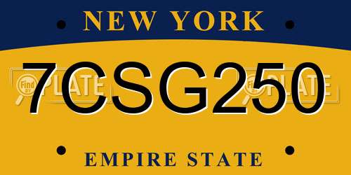 7CSG250 New York License Plate
