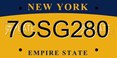 7CSG280 New York License Plate