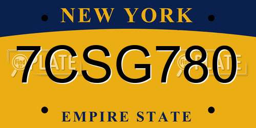 7CSG780 New York License Plate