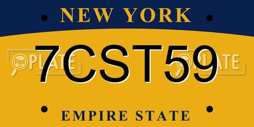 7CST59 New York License Plate