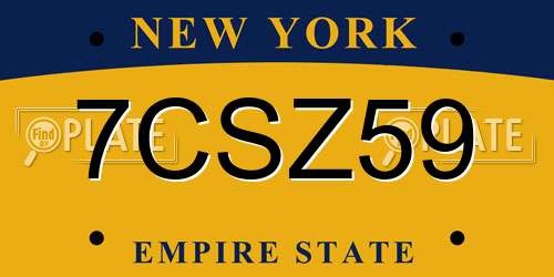 7CSZ59 New York License Plate