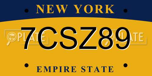 7CSZ89 New York License Plate