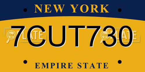 7CUT730 New York License Plate