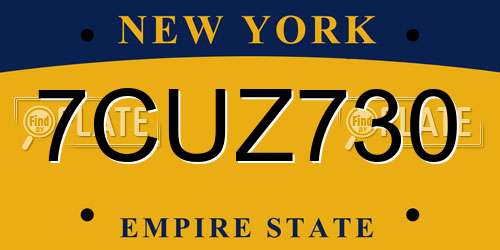 7CUZ730 New York License Plate
