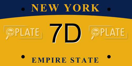 7D New York License Plate