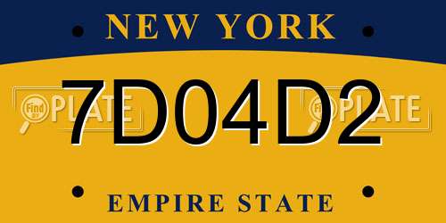 7D04D2 New York License Plate