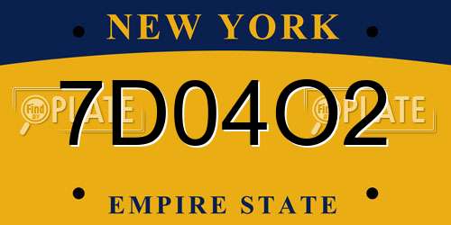 7D04O2 New York License Plate