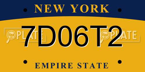 7D06T2 New York License Plate