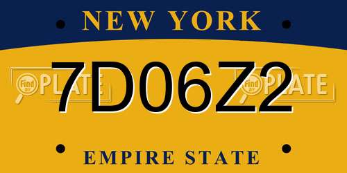 7D06Z2 New York License Plate