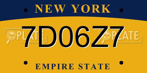 7D06Z7 New York License Plate