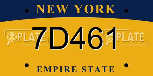 7D461 New York License Plate