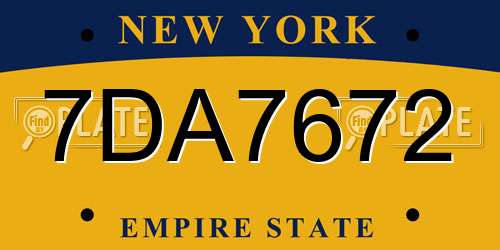 7DA7672 New York License Plate