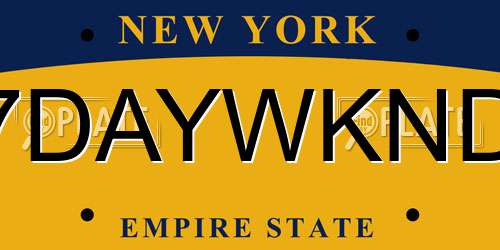 7DAYWKND New York License Plate