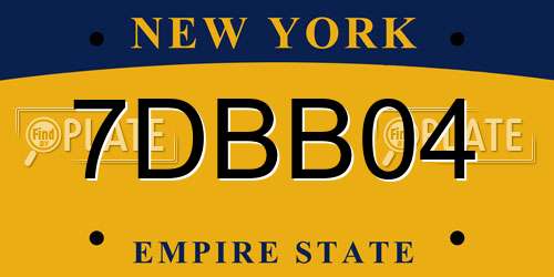 7DBB04 New York License Plate