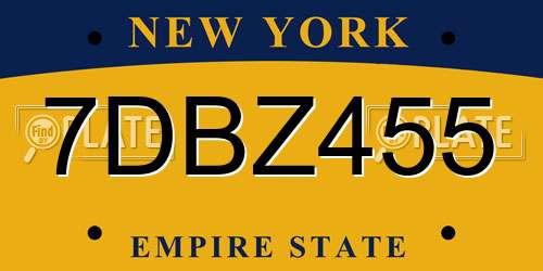 7DBZ455 New York License Plate