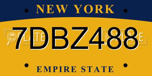 7DBZ488 New York License Plate