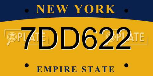7DD622 New York License Plate
