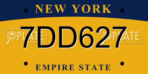 7DD627 New York License Plate