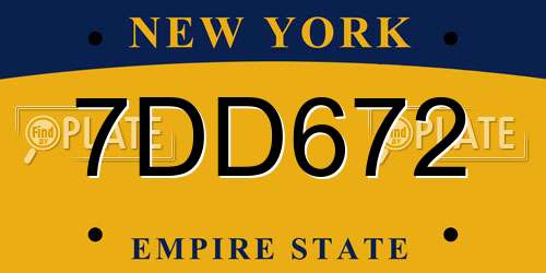 7DD672 New York License Plate