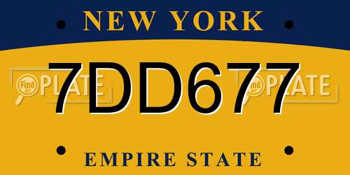 7DD677 New York License Plate