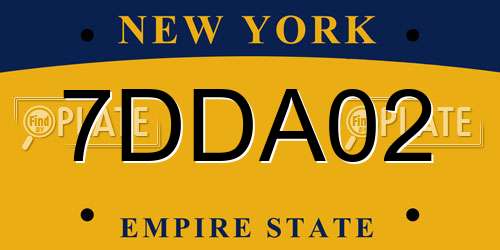 7DDA02 New York License Plate