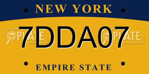7DDA07 New York License Plate