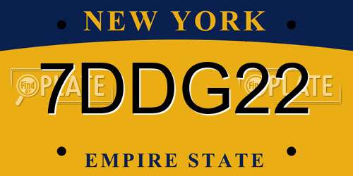 7DDG22 New York License Plate